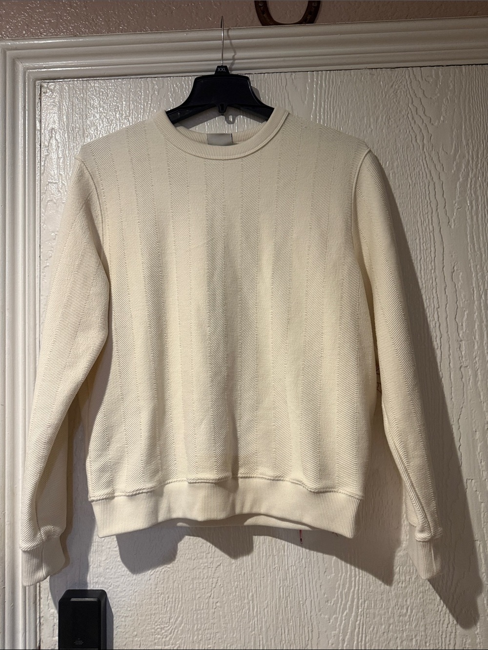 H&M Cream Textured Crewneck Sweater - Men